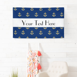 Nautical Anchors (Boat Anchors) - Blue Gold Banner