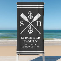 Nautical Anchors Boat Oars Family Monogram Grey