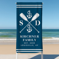 Nautical Anchors Boat Oars Family Monogram Navy