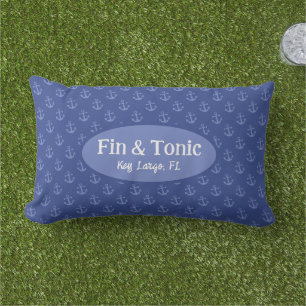 Nautical Anchors Custom Boat Name Lumbar Cushion