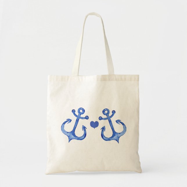 Nautical Anchors & Heart | Budget Tote Bag (Front)