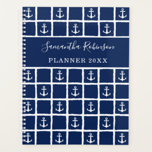 Nautical Anchors Light Navy Blue White 2022 2023 Planner