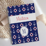 Nautical Anchors Navy Red Trendy Monogram Planner<br><div class="desc">A fun Nautical Anchors Navy Red Print decorates this planner cover and it can be personalised with your initial and name. Matching back.  View our full line of products in our Zazzle store.</div>