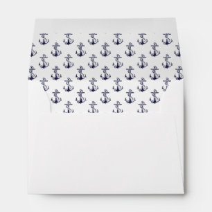 Nautical Anchors Pattern Navy Blue on White A6 6x4 Envelope