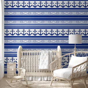 Nautical Anchors Ropes And Stripes Wallpaper
