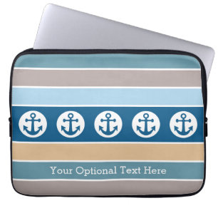 Nautical Anchors & Stripes custom laptop sleeves
