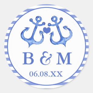 Nautical Anchors   Wedding Envelop Seal Sticker