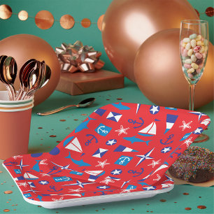 Nautical And Ocean Icons Paper Plate