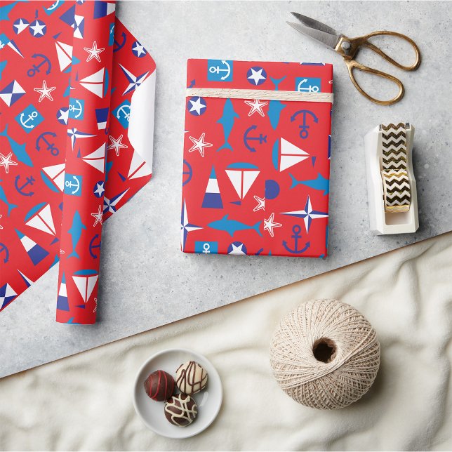 Nautical And Ocean Icons Wrapping Paper (Creator Uploaded)
