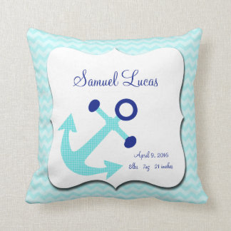 Nautical Aqua Anchor Chevron Keepsake Pillow