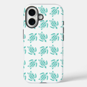 Nautical Aqua Blue Sea Turtle Pattern  iPhone 16 Case