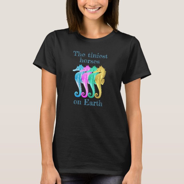 Nautical aqua/pink/blue/gold seahorses  notebook T T-Shirt (Front)