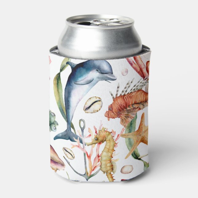 Nautical Aquatic Life Pattern / Can Cooler (Can Front)