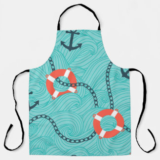Nautical Attributes Freehand Seamless Pattern Apron