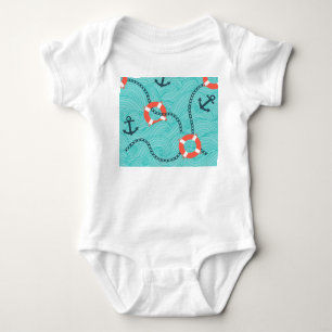 Nautical Attributes Freehand Seamless Pattern Baby Bodysuit
