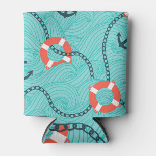 Nautical Attributes Freehand Seamless Pattern Can Cooler