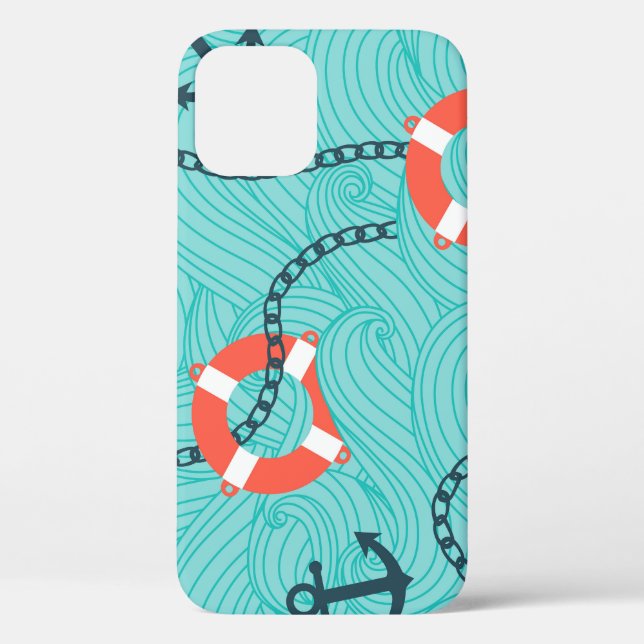 Nautical Attributes Freehand Seamless Pattern Case-Mate iPhone Case (Back)