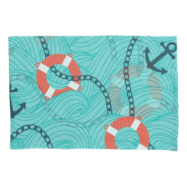 Nautical Attributes Freehand Seamless Pattern Pillowcase (Front)