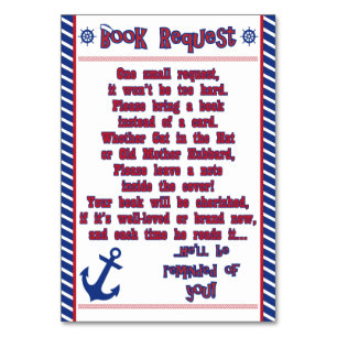 Nautical Baby Boy Baby Shower Book Request Card