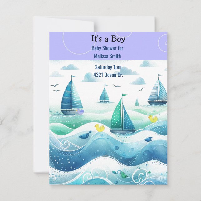Nautical Baby Boy Shower Invitation (Front)