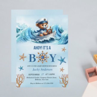 Nautical Baby Boy Shower Invitation