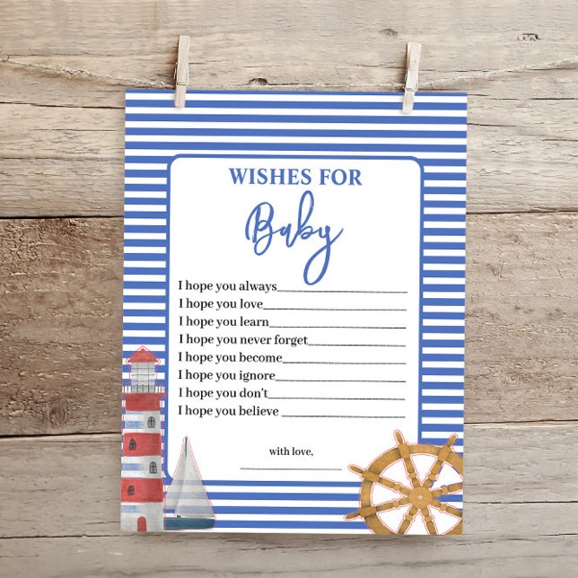 Nautical Baby Boy Wishes for Baby Shower Game (Creator Uploaded)