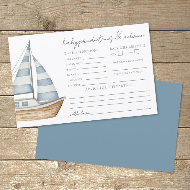 Nautical Baby Shower Advice Predictions Card (Nautical Baby Shower Advice Predictions Card)