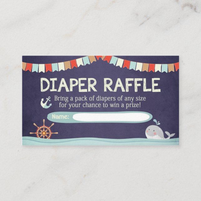 Nautical Baby Shower Ahoy It's a Boy Diaper Raffle Enclosure Card (Front)
