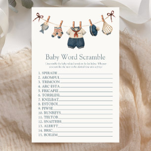 Nautical Baby Shower Baby Word Scramble Game