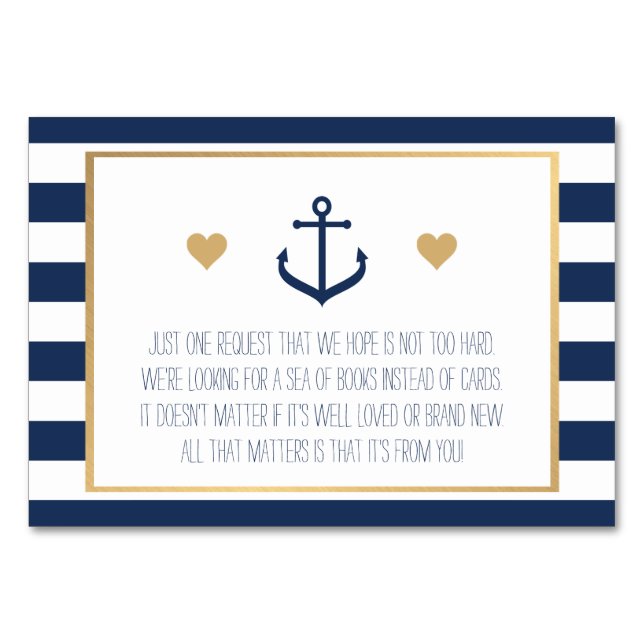 Nautical Baby Shower Book Request Card - Anchor (Front)