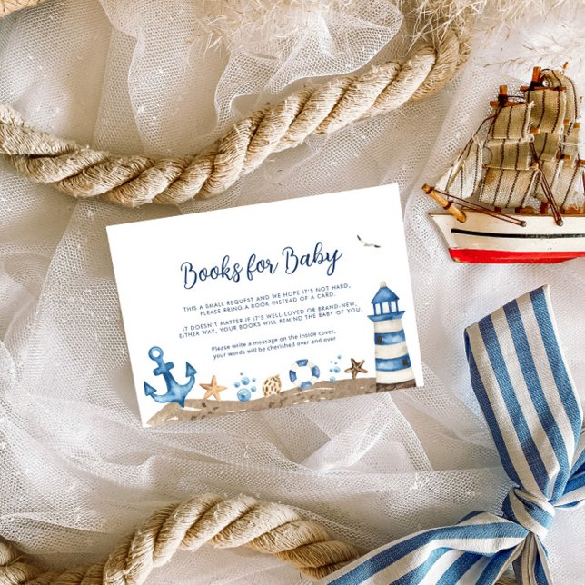 Nautical Baby Shower Books for Baby Card (Creator Uploaded)