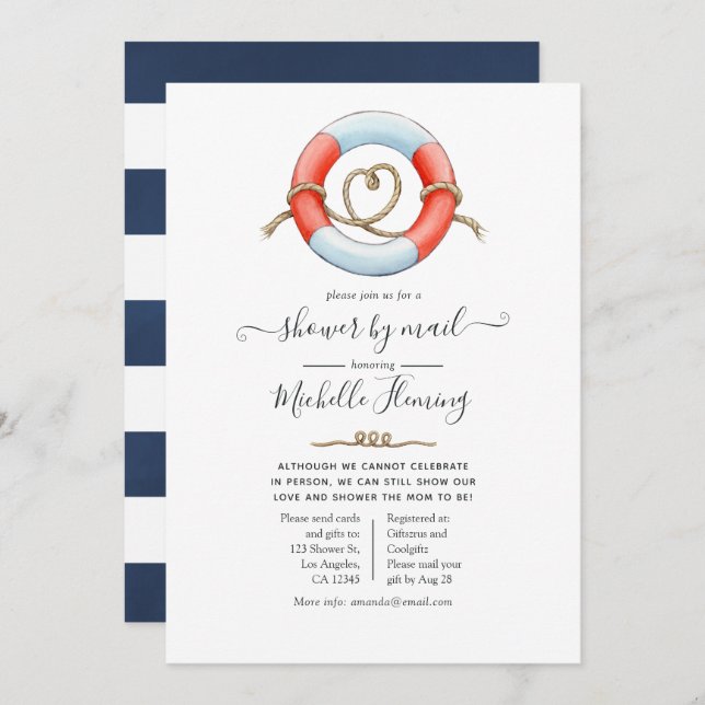 Nautical Baby Shower by Mail Invitation (Front/Back)