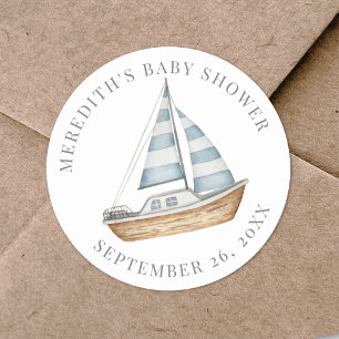 Nautical Baby Shower Classic Round Sticker
