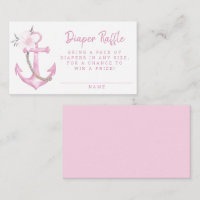 Nautical Baby Shower Diaper Raffle Card | Pink Flo
