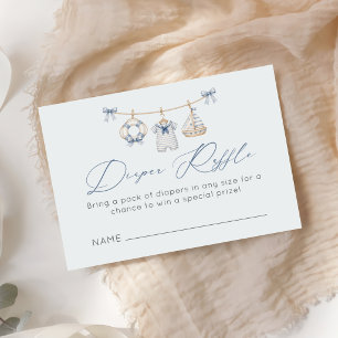 Nautical Baby Shower Diaper Raffle Enclosure Card