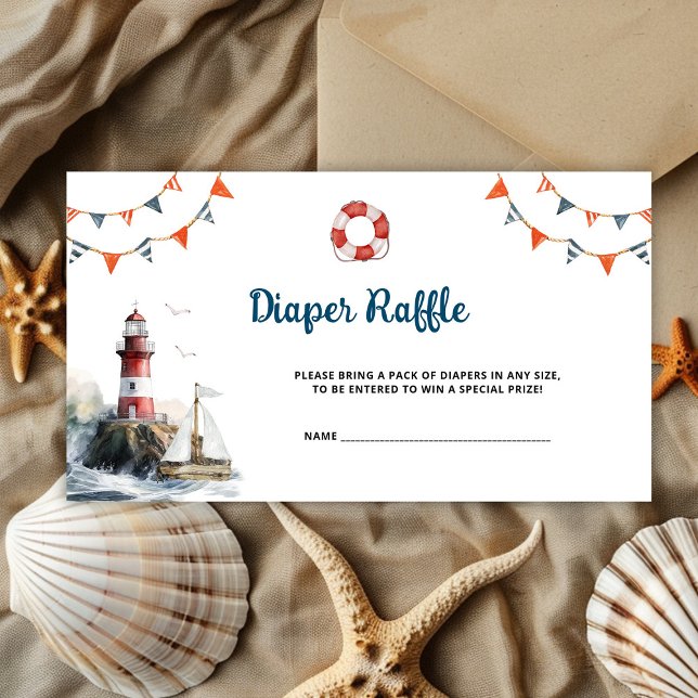 Nautical Baby Shower Diaper Raffle Enclosure Card (Creator Uploaded)