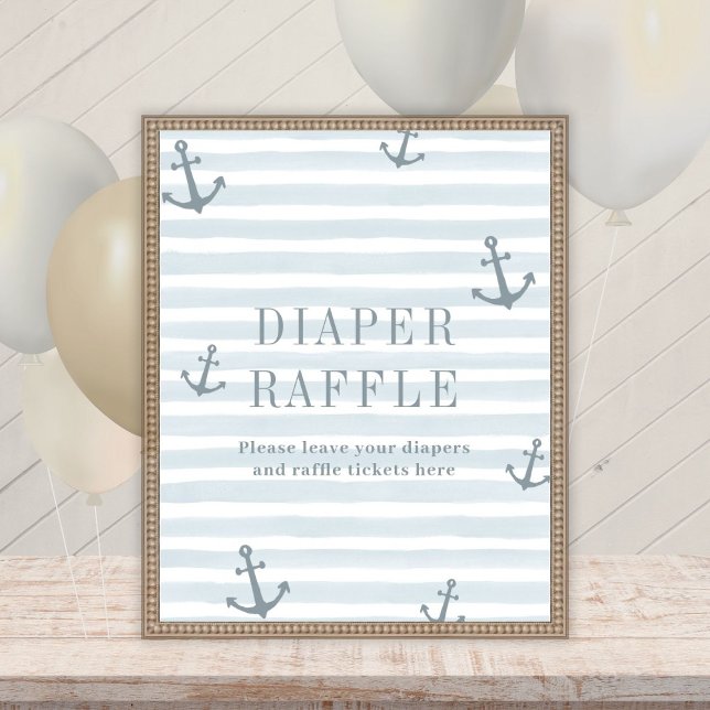 Nautical Baby Shower Diaper Raffle Table Sign (Creator Uploaded)