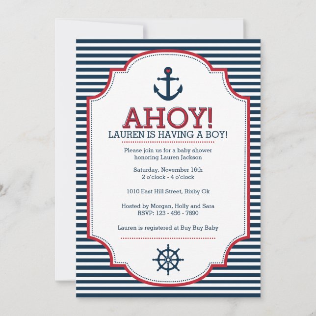 Nautical Baby Shower Invitation (Front)
