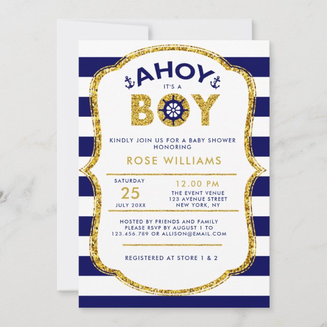 Nautical baby shower invitation (Front)