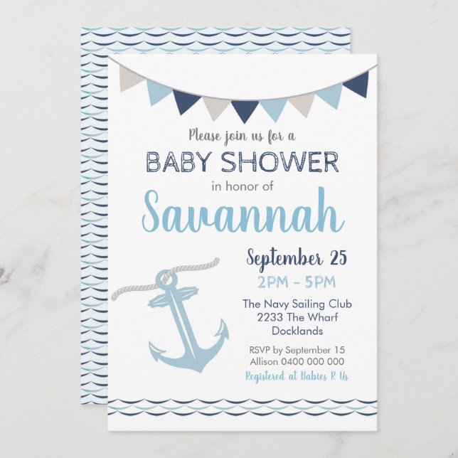 Nautical Baby Shower Invitation (Front/Back)