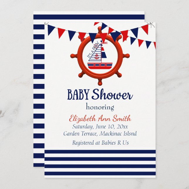 Nautical Baby Shower Invitation (Front/Back)