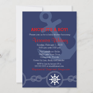 Nautical Baby Shower Invitation, Ahoy! Its a Boy! Invitation