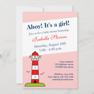 Nautical baby shower invitations   lighthouse