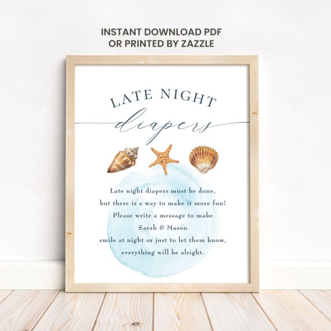 Nautical Baby Shower "Late Night Diapers" Sign (Creator Uploaded)
