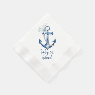 Nautical Baby Shower Napkins   Blue Watercolor Anc