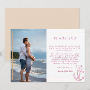 Nautical Baby Shower Photo Thank You Card Pink W
