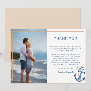 Nautical Baby Shower Photo Thank You Card Waterc