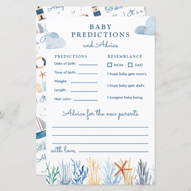 Nautical Baby Shower Predictions & Advice (Front/Back)