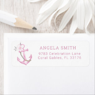Nautical Baby Shower Return Address Label Pink A