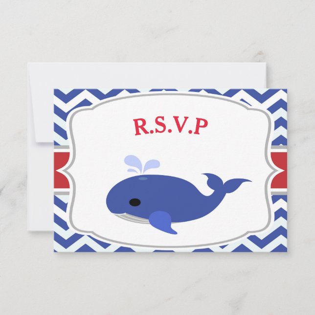 Nautical  Baby Shower RSVP Card (Front)
